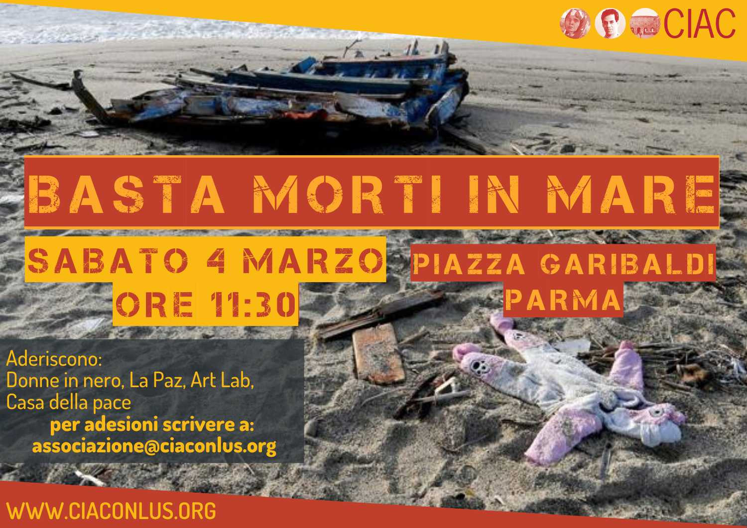 Parma scende in piazza per dire ‘Basta morti in mare’. Presidio sabato 4 marzo alle 11:30 in piazza Garibaldi