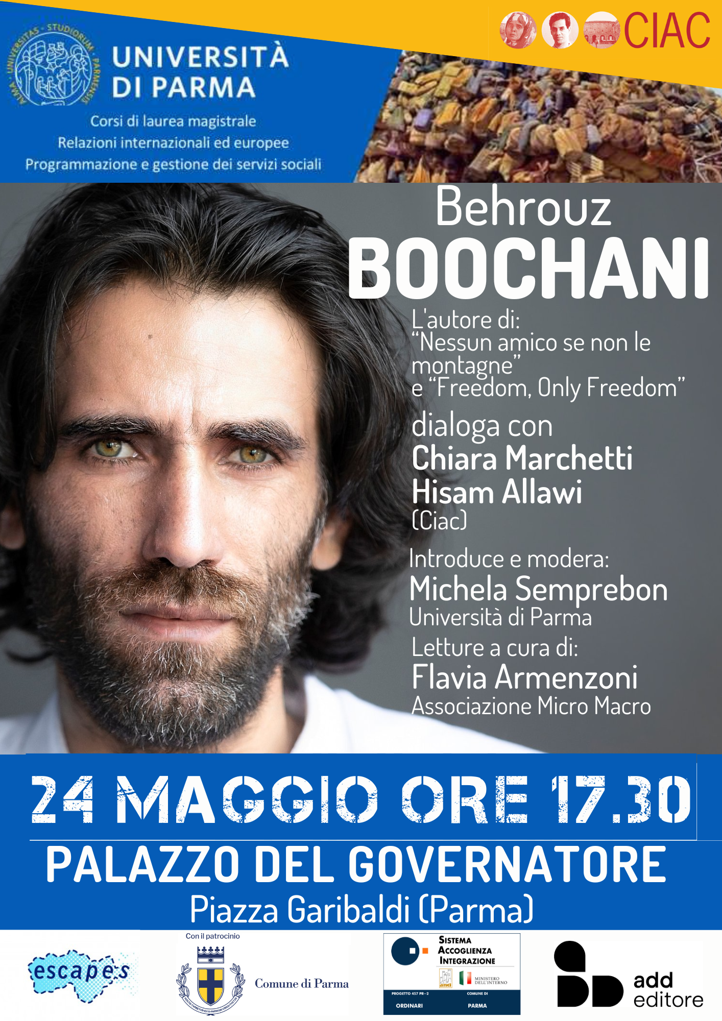 Lo scrittore Behrouz Boochani a Parma