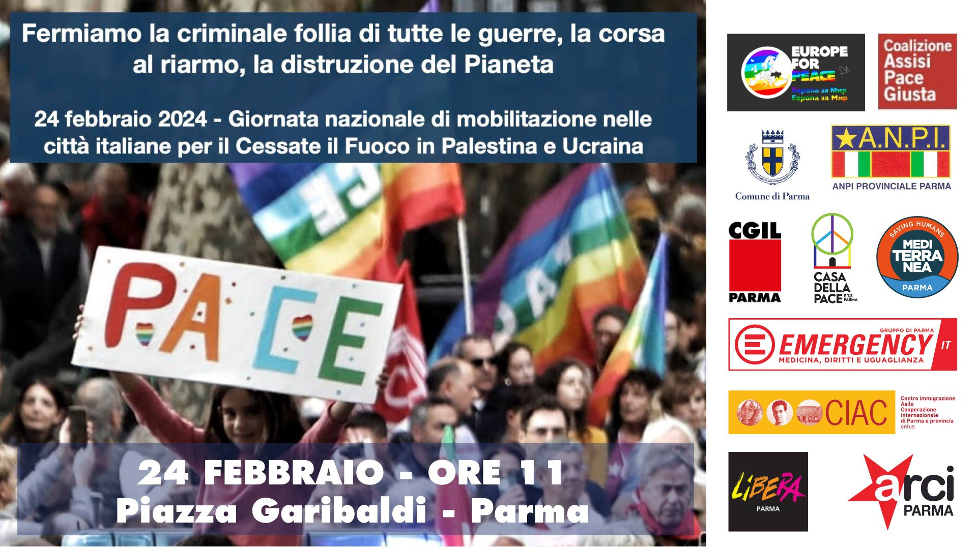 Dire no alle guerre e commemorare la strage di Cutro: manifestazione sabato 24 febbraio in piazza Garibaldi a Parma